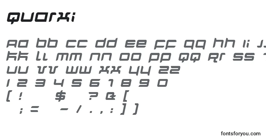 Czcionka Quarxi – alfabet, cyfry, specjalne znaki