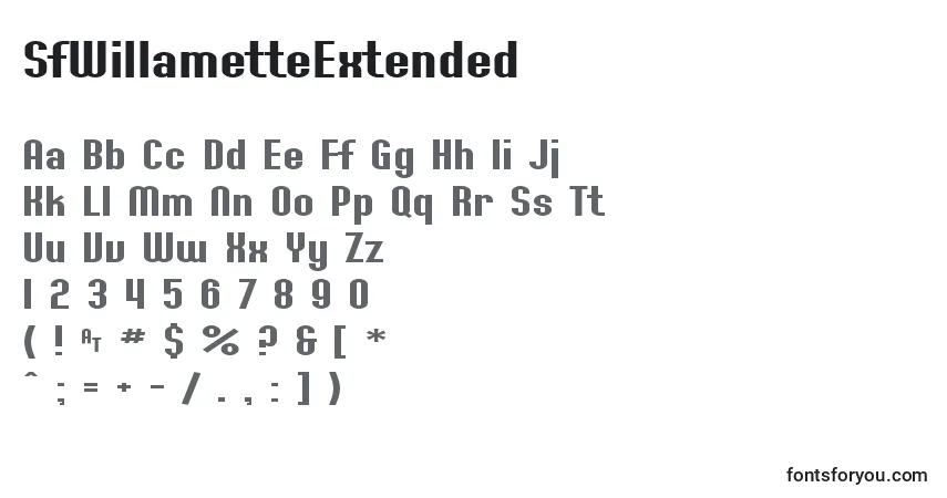 Шрифт SfWillametteExtended – алфавит, цифры, специальные символы
