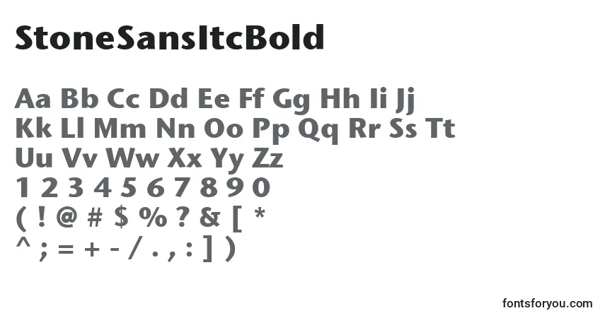 Czcionka StoneSansItcBold – alfabet, cyfry, specjalne znaki