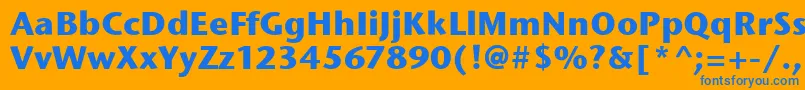 StoneSansItcBold-Schriftart – Blaue Schriften auf orangefarbenem Hintergrund