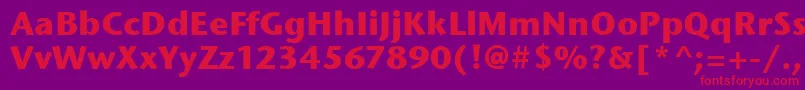 StoneSansItcBold-Schriftart – Rote Schriften auf violettem Hintergrund