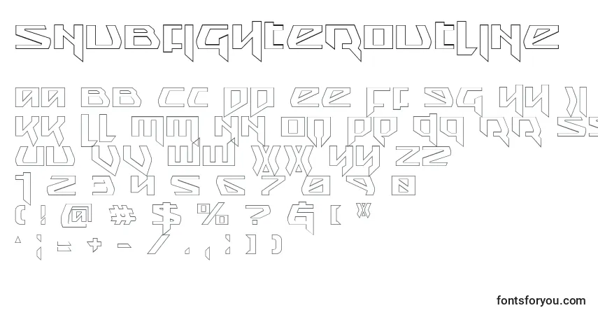 A fonte SnubfighterOutline – alfabeto, números, caracteres especiais
