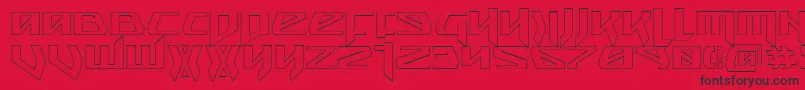 Fonte SnubfighterOutline – fontes pretas em um fundo vermelho