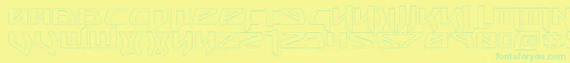 フォントSnubfighterOutline – 黄色い背景に緑の文字