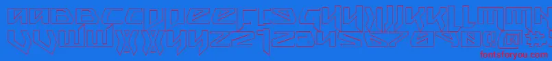 Czcionka SnubfighterOutline – czerwone czcionki na niebieskim tle