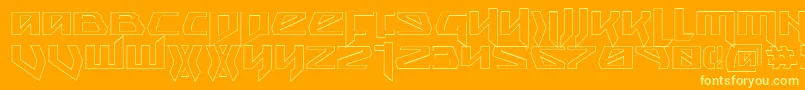Fonte SnubfighterOutline – fontes amarelas em um fundo laranja