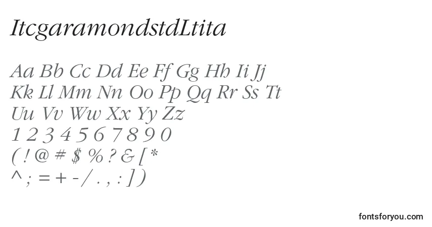 Schriftart ItcgaramondstdLtita – Alphabet, Zahlen, spezielle Symbole
