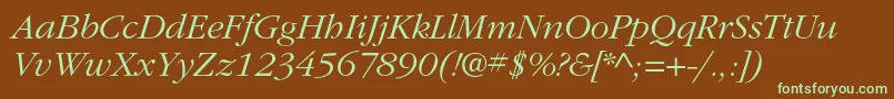 ItcgaramondstdLtita Font – Green Fonts on Brown Background