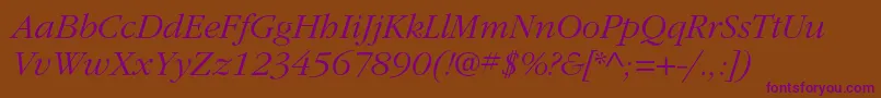 ItcgaramondstdLtita Font – Purple Fonts on Brown Background
