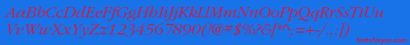 ItcgaramondstdLtita Font – Red Fonts on Blue Background