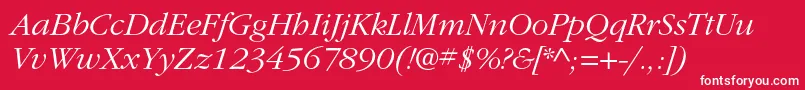 フォントItcgaramondstdLtita – 赤い背景に白い文字