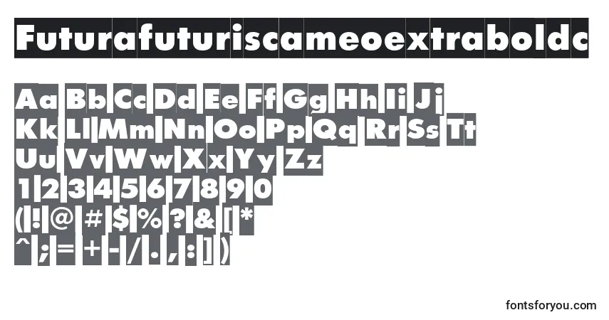 Шрифт Futurafuturiscameoextraboldc – алфавит, цифры, специальные символы