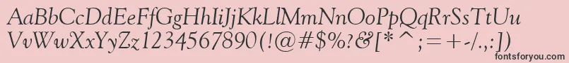 Vaniel2Italic-fontti – mustat fontit vaaleanpunaisella taustalla
