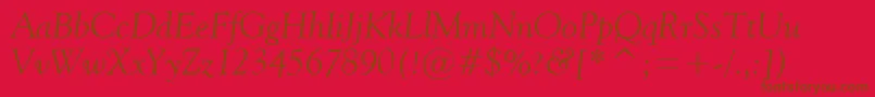 Vaniel2Italic-fontti – ruskeat fontit punaisella taustalla