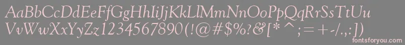 Vaniel2Italic-fontti – vaaleanpunaiset fontit harmaalla taustalla