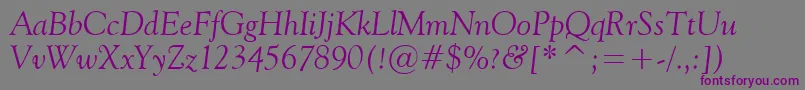 Vaniel2Italic-fontti – violetit fontit harmaalla taustalla