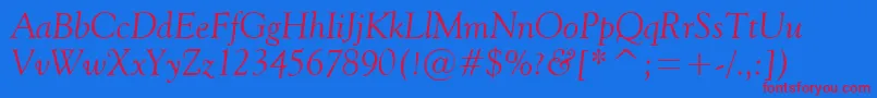 Vaniel2Italic-fontti – punaiset fontit sinisellä taustalla