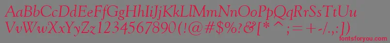 フォントVaniel2Italic – 赤い文字の灰色の背景
