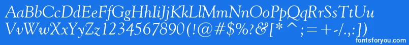 フォントVaniel2Italic – 青い背景に白い文字