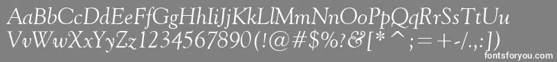 Vaniel2Italic-fontti – valkoiset fontit harmaalla taustalla