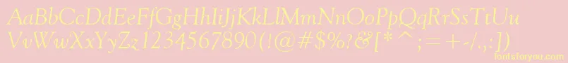 Vaniel2Italic-fontti – keltaiset fontit vaaleanpunaisella taustalla