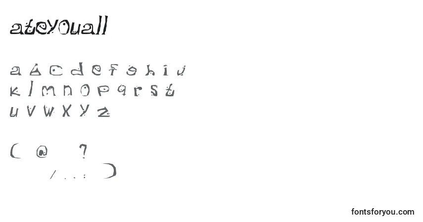 Czcionka Hateyouall – alfabet, cyfry, specjalne znaki