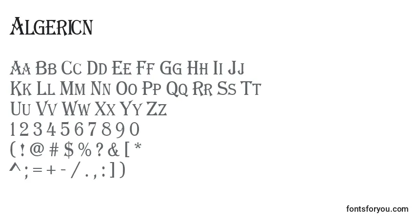 A fonte Algericn – alfabeto, números, caracteres especiais