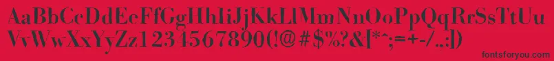 Czcionka BodoniantiqueMediumRegular – czarne czcionki na czerwonym tle