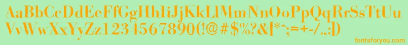 BodoniantiqueMediumRegular-Schriftart – Orangefarbene Schriften auf grünem Hintergrund