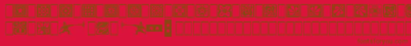 SquareOrnaments-Schriftart – Braune Schriften auf rotem Hintergrund