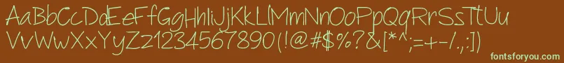 Шрифт Pwanotherscript – зелёные шрифты на коричневом фоне