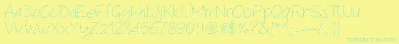 Pwanotherscript-fontti – vihreät fontit keltaisella taustalla