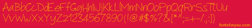 Pwanotherscript Font – Orange Fonts on Red Background