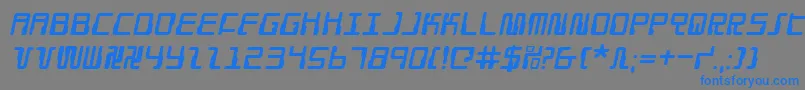 DroidLoverItalic-Schriftart – Blaue Schriften auf grauem Hintergrund
