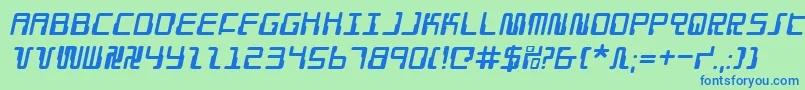 DroidLoverItalic Font – Blue Fonts on Green Background