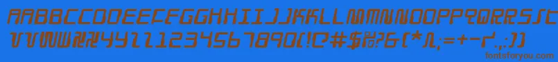 DroidLoverItalic-Schriftart – Braune Schriften auf blauem Hintergrund