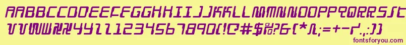 DroidLoverItalic Font – Purple Fonts on Yellow Background