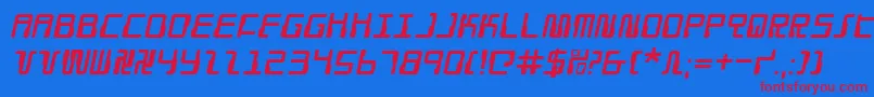 フォントDroidLoverItalic – 赤い文字の青い背景