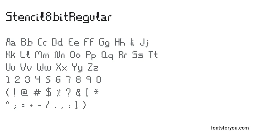 A fonte Stencil8bitRegular – alfabeto, números, caracteres especiais