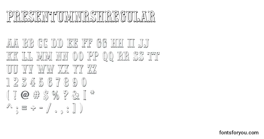 Шрифт PresentumnrshRegular – алфавит, цифры, специальные символы