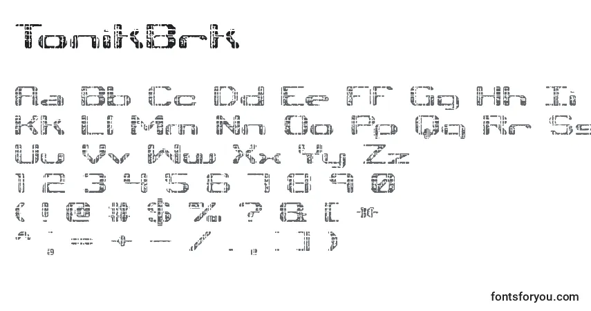Schriftart TonikBrk – Alphabet, Zahlen, spezielle Symbole
