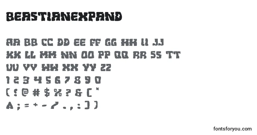 A fonte Beastianexpand – alfabeto, números, caracteres especiais