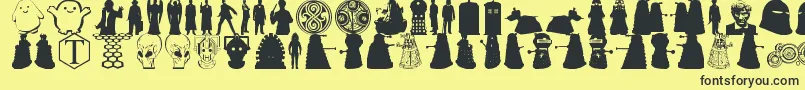 Fonte Whovian – fontes pretas em um fundo amarelo