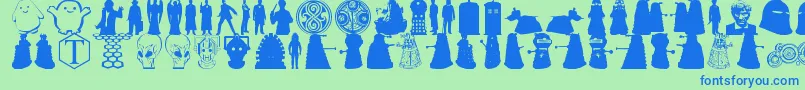 Whovian Font – Blue Fonts on Green Background