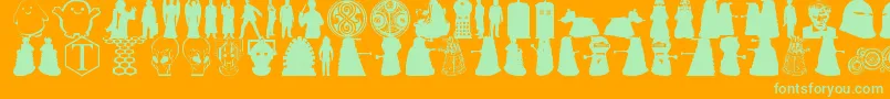 Fonte Whovian – fontes verdes em um fundo laranja