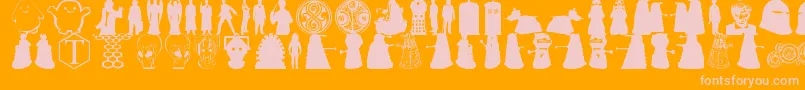 Whovian Font – Pink Fonts on Orange Background