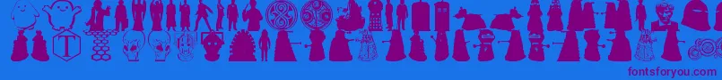 Whovian-Schriftart – Violette Schriften auf blauem Hintergrund