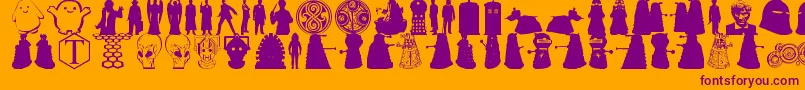 Fonte Whovian – fontes roxas em um fundo laranja