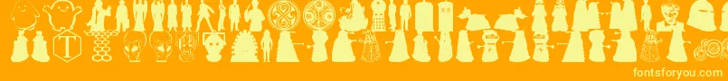 Whovian Font – Yellow Fonts on Orange Background