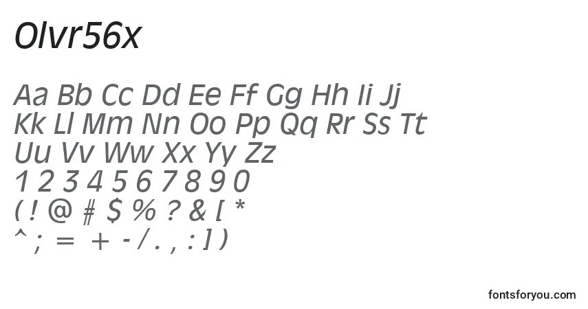 A fonte Olvr56x – alfabeto, números, caracteres especiais